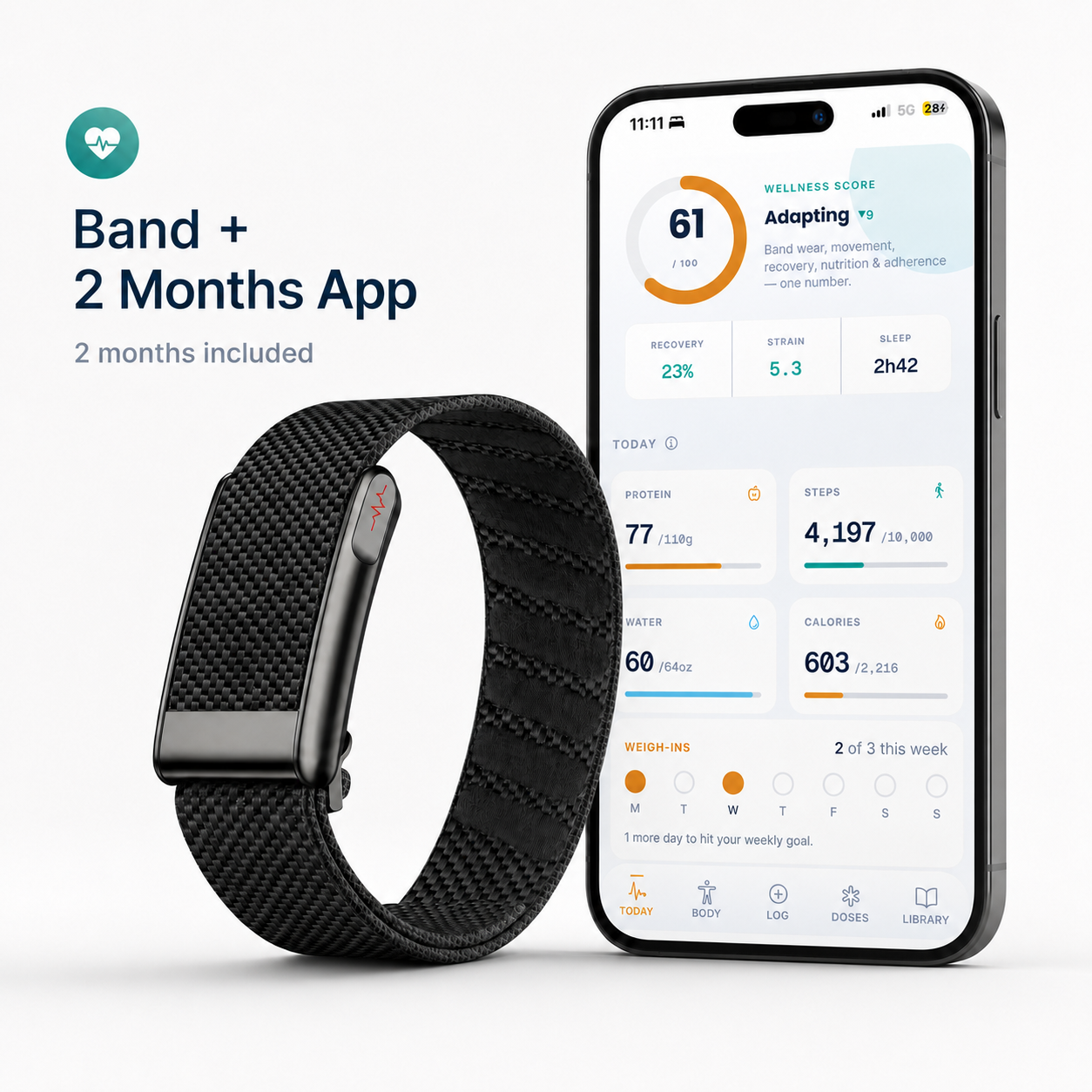 The GLP Care Band with 2 months of the app