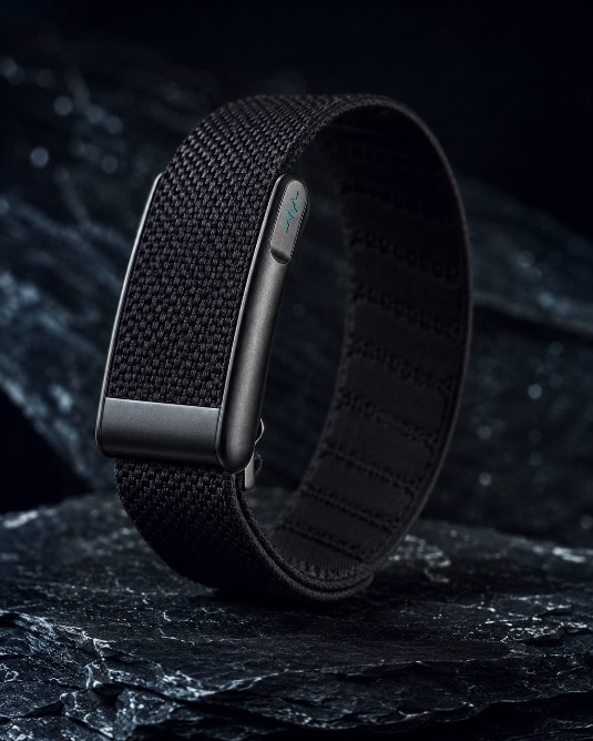 Macro close-up of the woven GLP Care band and clasp